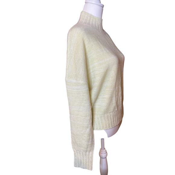 Women's Cream/Gold Metallic Mock Neck Wool Blend Sweater Large Holiday - Picture 4 of 7